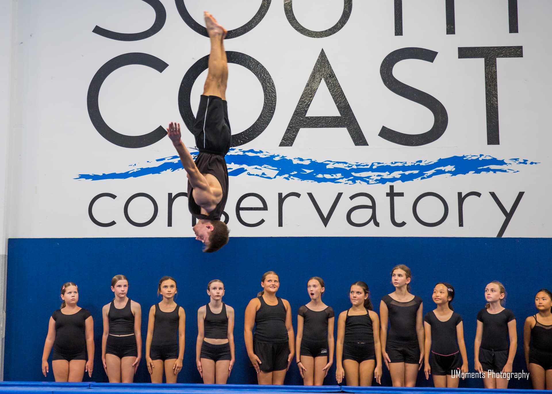 Dancer performing acrobatic moves